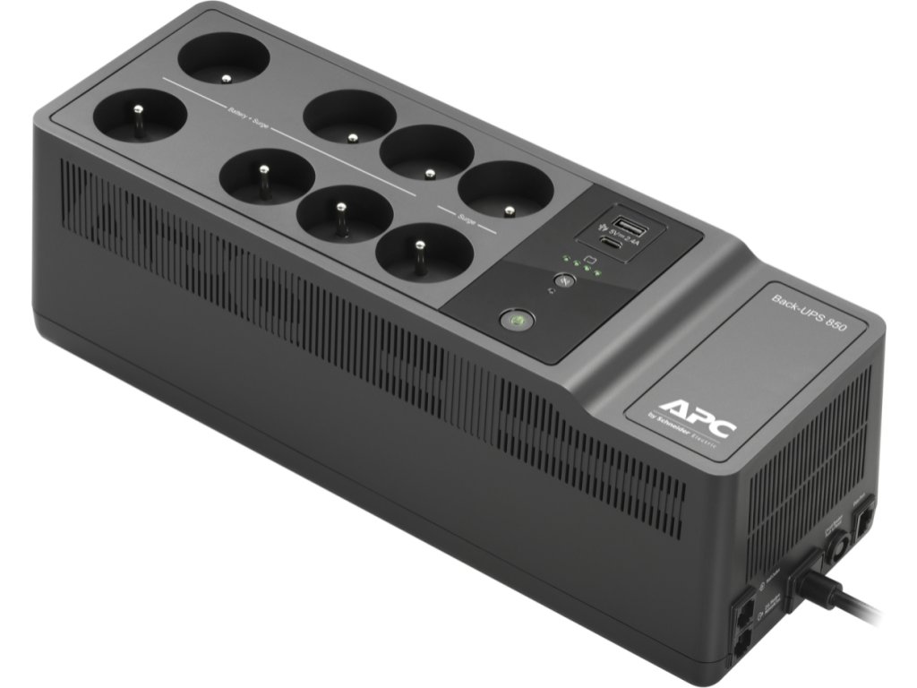 54806 apc back ups 850va cyberfort iii 230v usb type c and a charging ports be850g2 fr
