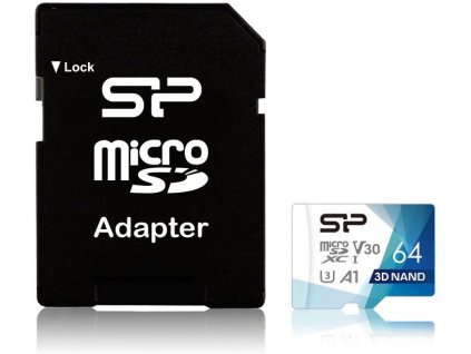 pamatova karta microsd tf sdxc uhs i superior pro 64gb sp064gbstxdu3v20ab i485506