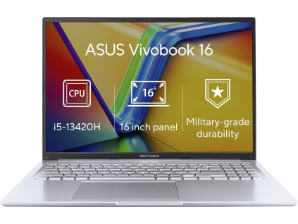 85571 asus vivobook 16 x1605va i5 13420h 16 wuxga 16gb 512gb uhd xe w11h silver 2r