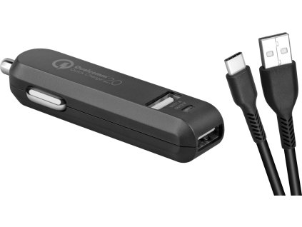 68984 avacom carmax 2 nabijecka do auta 2x qualcomm quick charge 2 0 cerna barva usb c kabel