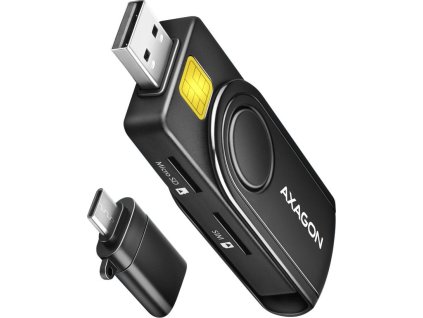 62162 axagon kapesni ctecka kontaktnich smart karet usb c eobcanka sd microsd smartcard sim cre smp2a usb 2 0