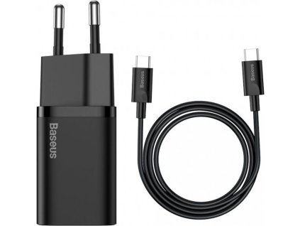 70598 baseus rychlonabijecka do site super si usb c pd qc 25w s kabelem usb c na usb c cerna
