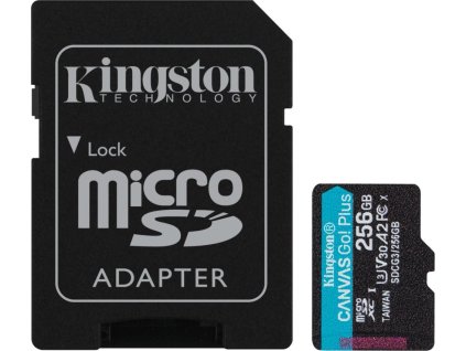 64598 kingston canvas go plus 256gb microsdxc uhs i v30 u3 cl10 baleni vc adapteru