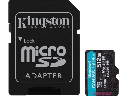 64643 kingston canvas go plus a2 micro sdxc 512gb uhs i u3 class 10 adapter