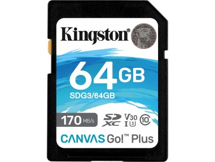 63812 kingston canvas go plus sdxc 64gb uhs i u3 class 10