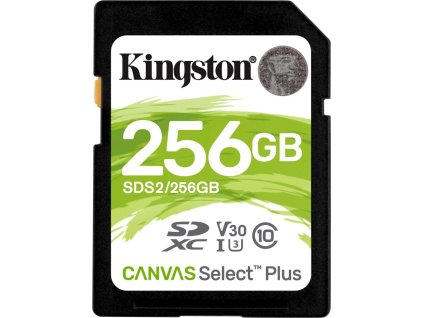 64010 kingston canvas select plus u3 sdxc 256gb uhs i u3 class 10