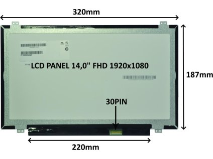 51014 lcd panel 14 0 fhd 1920x1080 30pin matny ips uchyty nahore a dole