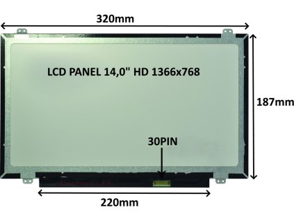 38078 lcd panel 14 0 hd 1366x768 30pin matny uchyty nahore a dole