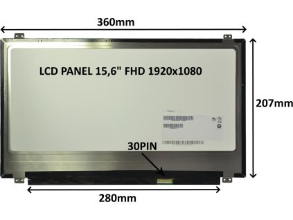 37937 lcd panel 15 6 fhd 1920x1080 30pin matny uchyty nahore a dole