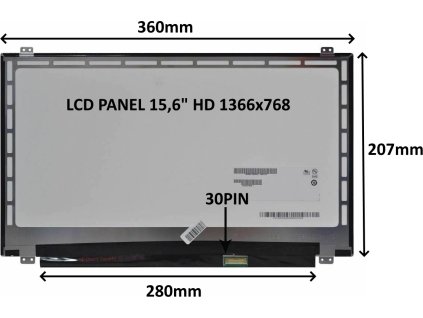 37928 lcd panel 15 6 hd 1366x768 30pin matny uchyty nahore a dole