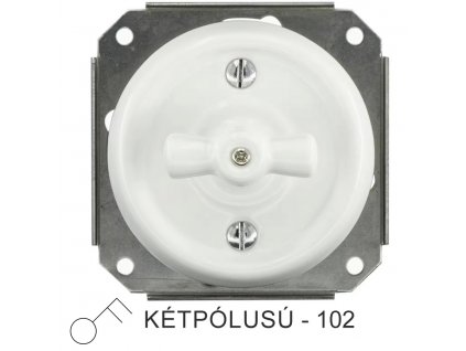 Fehér porcelán kétpólusú forgókapcsoló betét, süllyesztett