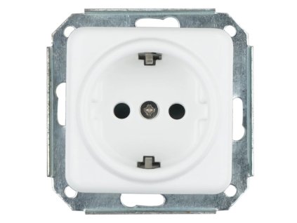 Süllyesztett fehér szögletes porcelán földelt csatlakozó aljzat betét
