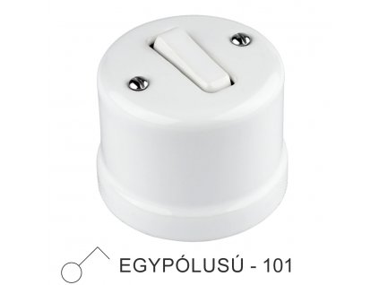 Fehér porcelán falon kívüli egypólusú billenőkapcsoló