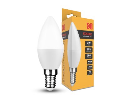 KODAK Max LED Izzó Gyertya (Candle) C37 3W E14 270° 2700K (250 lumen)