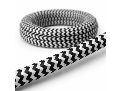 Fekete–Fehér Tarka Textil Kábel – 2×0,75 mm² TRAMA