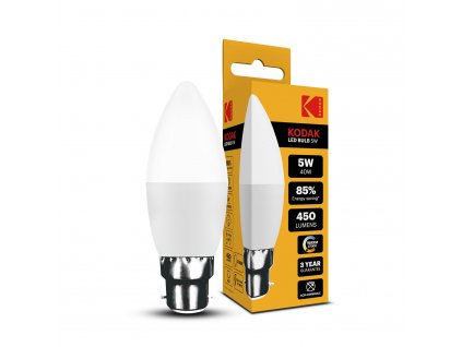 KODAK Max LED Izzó Gyertya (Candle) C37 5W B22 270° 2700K (450 lumen)