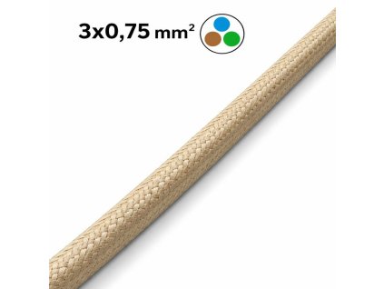Homok Textil Kábel – 3×0,75 mm² TRAMA