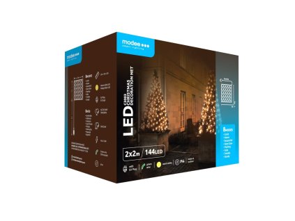 Modee Karácsonyi LED Dekoráció Háló Adapteres C3003 (144LED/2m x 2m) warm