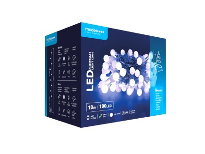 Modee Karácsonyi LED Füzér Berry Plastic Adapteres (100LED/10m/10cm) cold