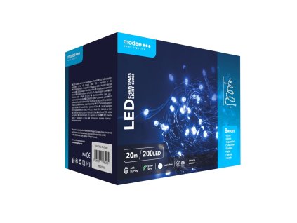 Modee Karácsonyi LED Füzér Plastic Adapteres (200LED/20m/10cm) cold