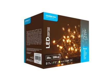 Modee Karácsonyi LED Füzér Plastic Adapteres (200LED/20m/10cm) warm