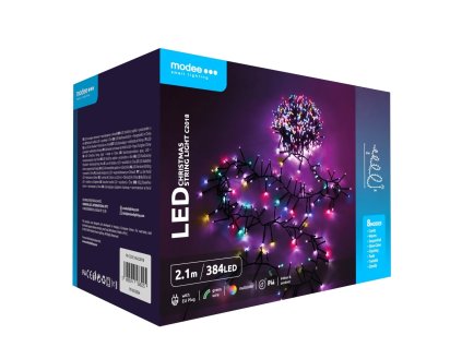 Modee Karácsonyi LED Füzér Plastic Adapteres C2018 (384LED/2,1m) multicolor