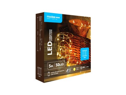 Modee Karácsonyi LED Füzér Réz Elemes C1010 (50LED/5m/10cm) warm