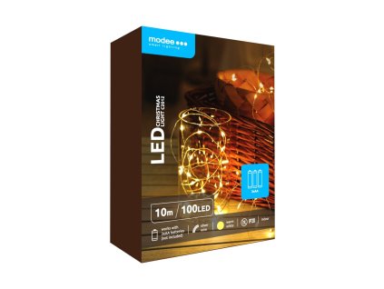 Modee Karácsonyi LED Füzér Réz Elemes C2012 (100LED/10m/10cm) warm