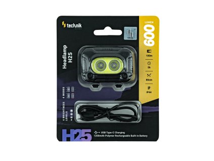 Technik Fejlámpa H25 (akkumulátoros) XPG-2+2835*8 LED + USB Type-C (600 lumen)