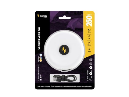 Technik Kemping Lámpa CX (akkumulátoros) XPG+24 LED + USB Type-C (250 lumen)