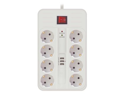 Technik Professional Elosztó 8 utas 1,5m kábel 1,5mm2  + 3 USB + kapcsoló 16A