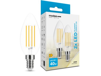 Modee LED Izzó Filament Gyertya C35 4W E14 360° 4000K (470 lumen) ERP B2