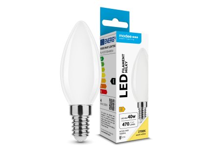 Modee LED Izzó Filament Milky Gyertya C35 4W E14 360° 2700K (430 lumen) ERP