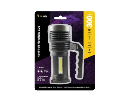 Technik Kézi Reflektor C20 (akkumulátoros) XPE LED + micro USB (100 lumen)