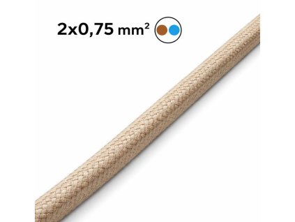 Homok Textil Kábel – 2×0,75mm² TRAMA