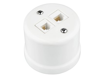 Fehér falon kívüli 2xCAT.5E porcelán falicsatlakozó aljzat