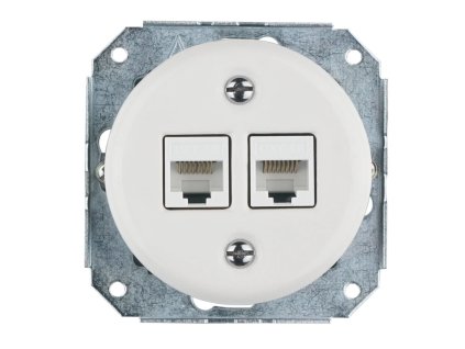 Fehér porcelán dupla RJ45 süllyesztett csatlakozóbetét