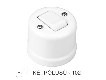 Fehér porcelán falon kívüli kétpólusú billenőkapcsoló