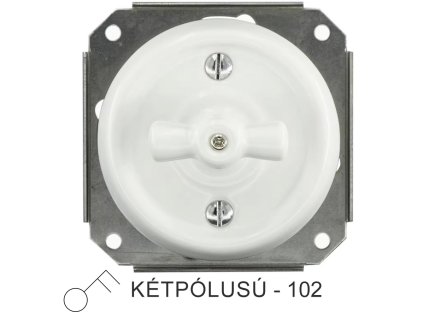 Fehér porcelán kétpólusú forgókapcsoló betét, süllyesztett