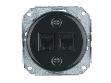 Fekete porcelán dupla RJ45 süllyesztett csatlakozóbetét