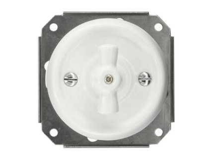 Fehér Porcelán Forgókapcsoló Betét – Egyáramkörös (101)