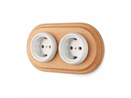 2 Fehér Konnektor – Natúr Fa Kerettel Ceramicon