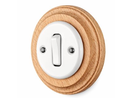 Váltó (106) Fehér Billenőkapcsoló – Natúr Fa Kerettel Ceramicon