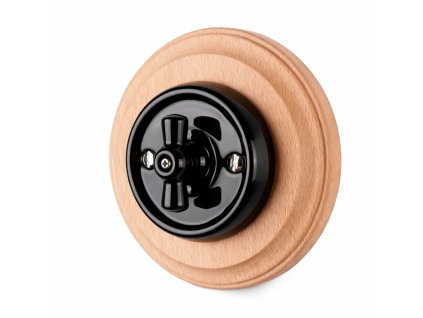 Váltó (106) Fekete Forgókapcsoló – Natúr Fa Kerettel Ceramicon