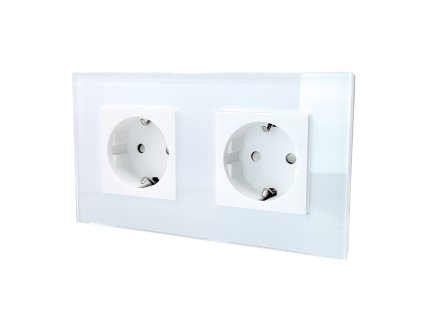 Egyszerű Kettes Konnektor – Fehér Üveg Kerettel (5)