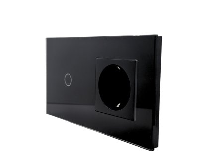 Szimpla Fekete Üveg Kombinált Érintőkapcsoló Váltó (106)+1 Konnektor