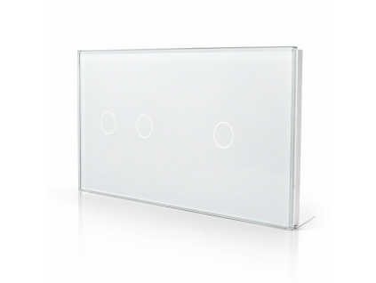 2+1 Érintőgombos Kapcsolópanel – Fehér GlassON