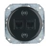 Fekete porcelán dupla RJ45 süllyesztett csatlakozóbetét