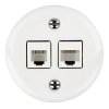 Fehér falon kívüli 2xCAT.5E porcelán falicsatlakozó aljzat