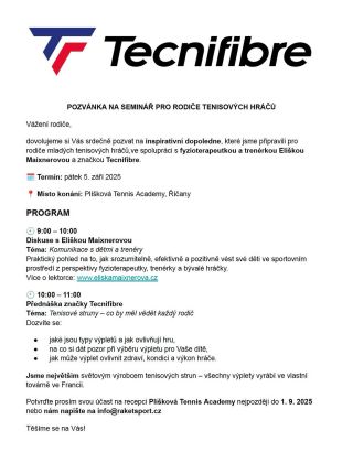Pořádáme speciální seminář pro rodiče mladých tenisových hráčů! Počet míst je omezen, registrujte se na recepci...